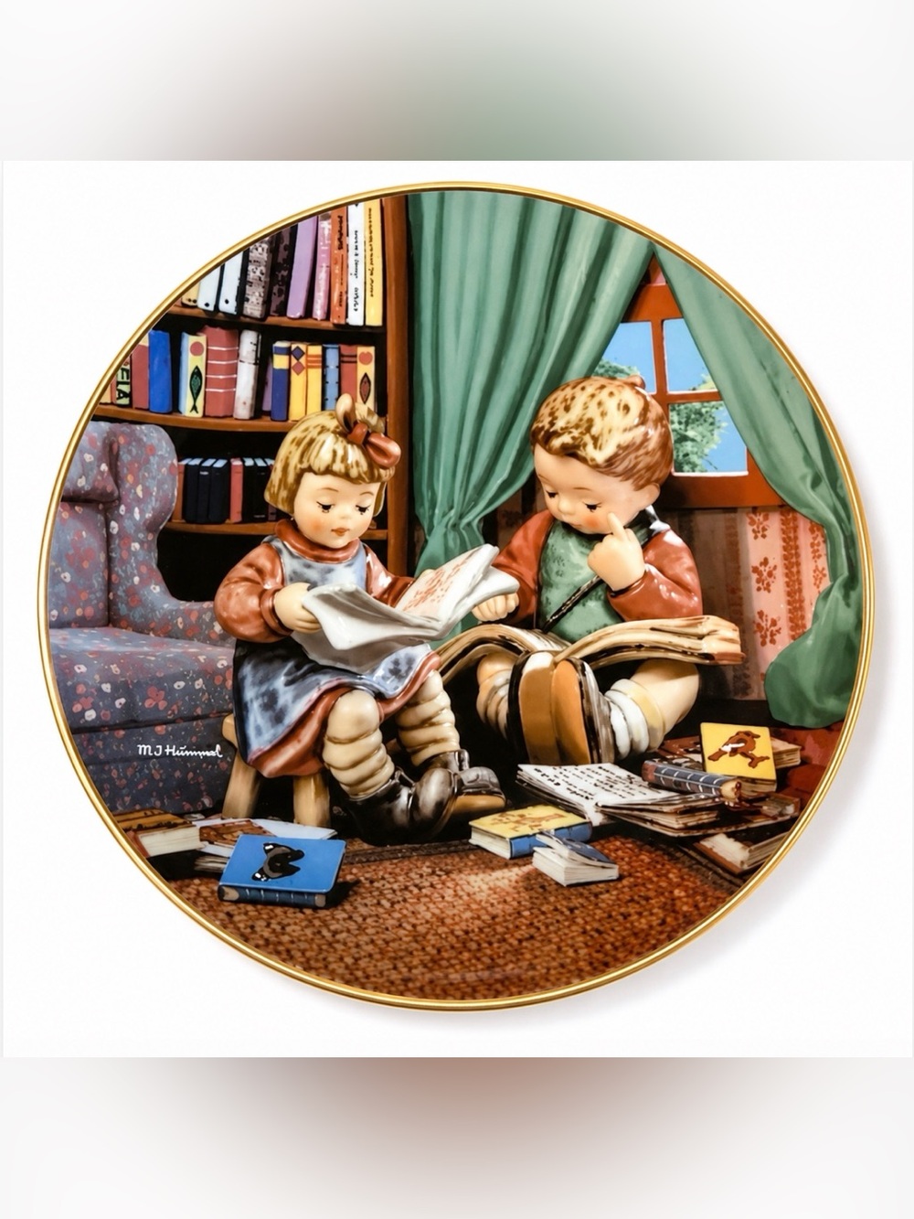 Danbury Mint MJ Hummel Little Companions Budding Scholars Decorative Plate